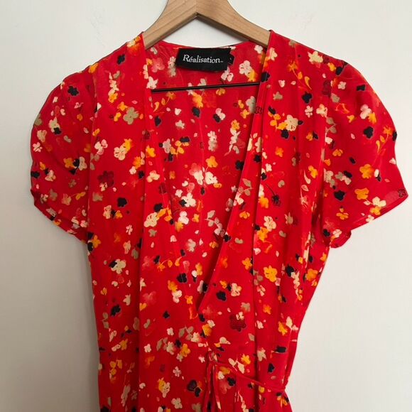 Realisation Par The Teale in Rouge Fleur 100% Silk Dress Size Large - Picture 6 of 11